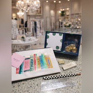 NWT-Kate Spade New York Desk Organizer Stationery Set | Pens, Pouch, Clips
